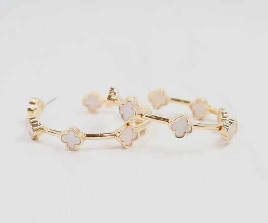 Stevens Clover Hoop Earring Gold