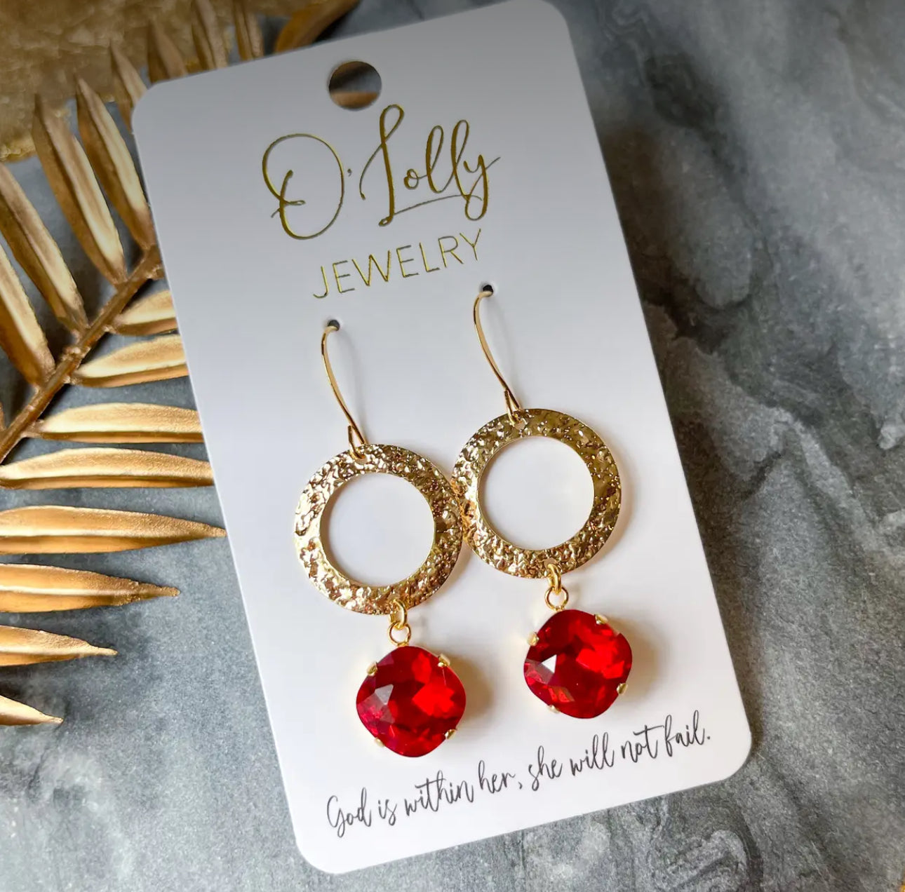 O’Lolly Ruby Gold Textured Earrings