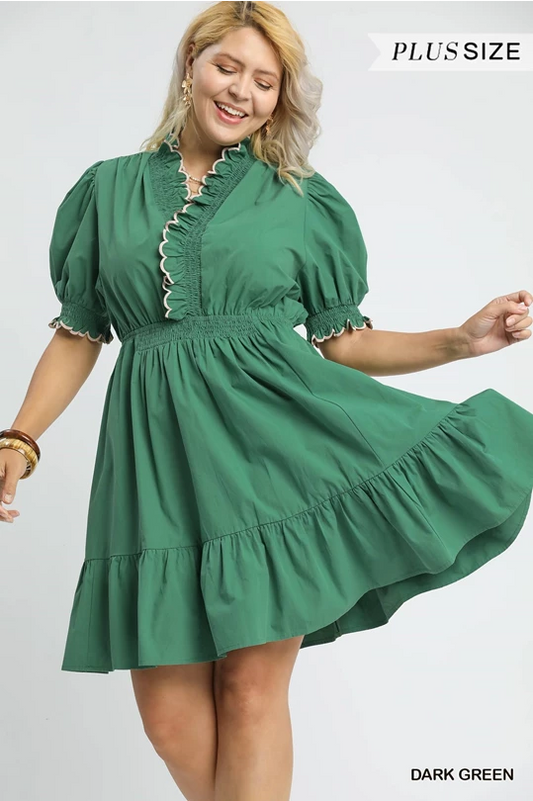 Dark Green Ruffle Dress