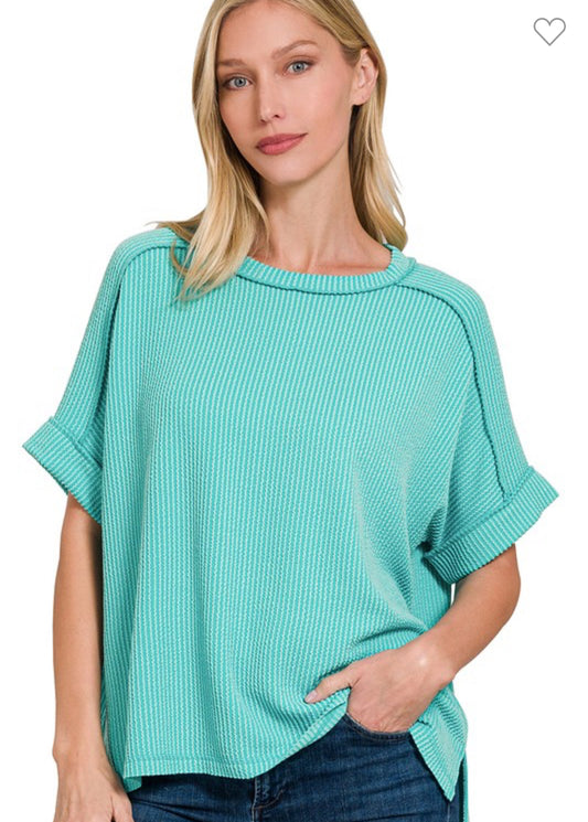 Turquoise Ribbed Tee