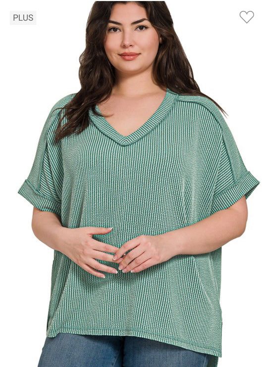 Jade Ribbed Tee