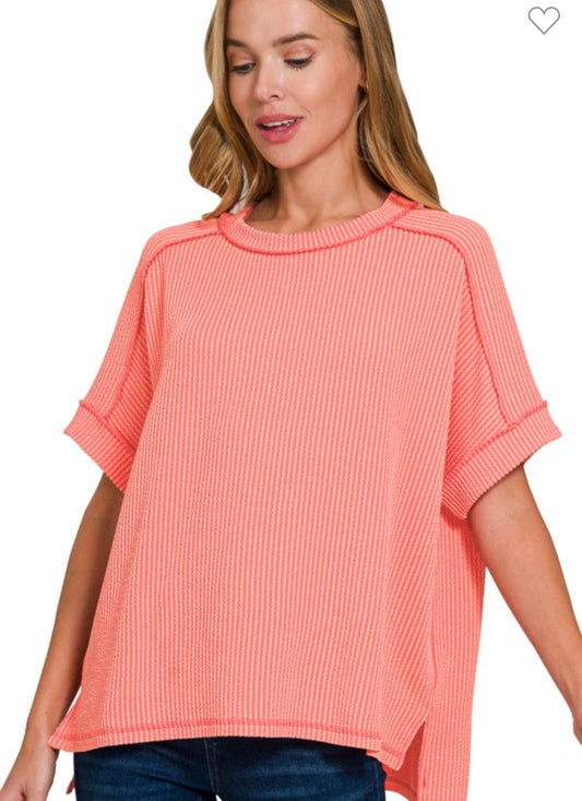 Coral Ribbed Edge Top