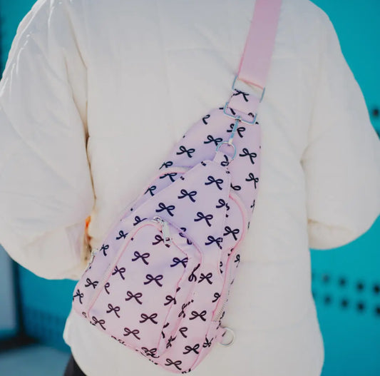 Black & Pink Bow Crossbody Bag