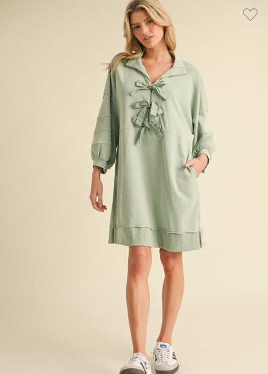 Sage Bow Tie Dress