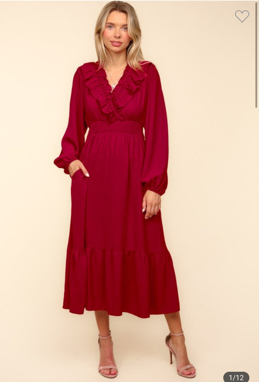Ruby Red Ruffle Dress