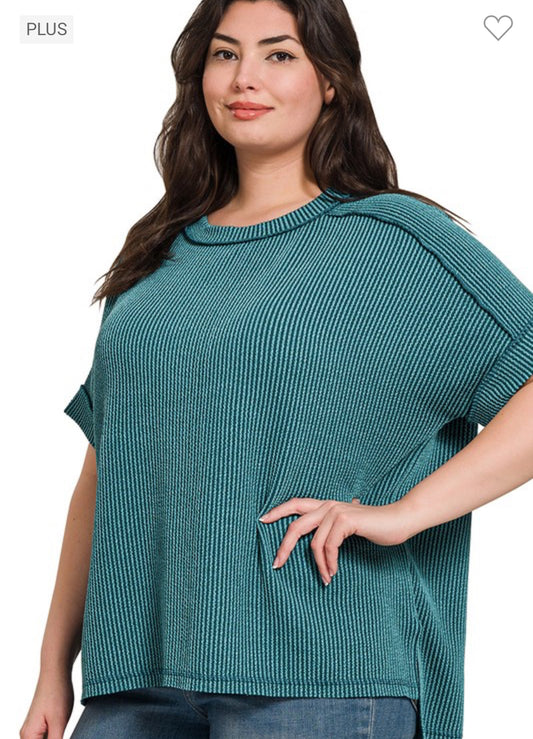 Teal Ribbed Tee