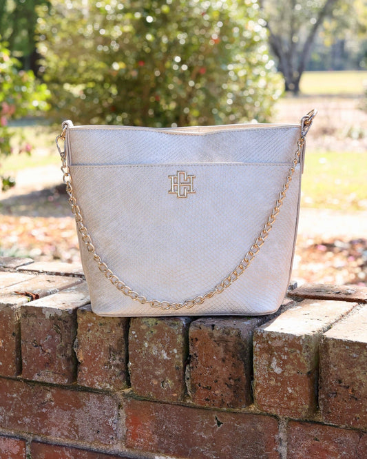 Brielle Bucket Bag Shimmer Champagne: Default