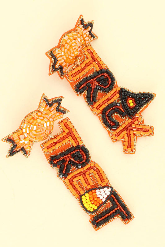 Trick Treat Candy Theme Seed Bead Drop Earrings